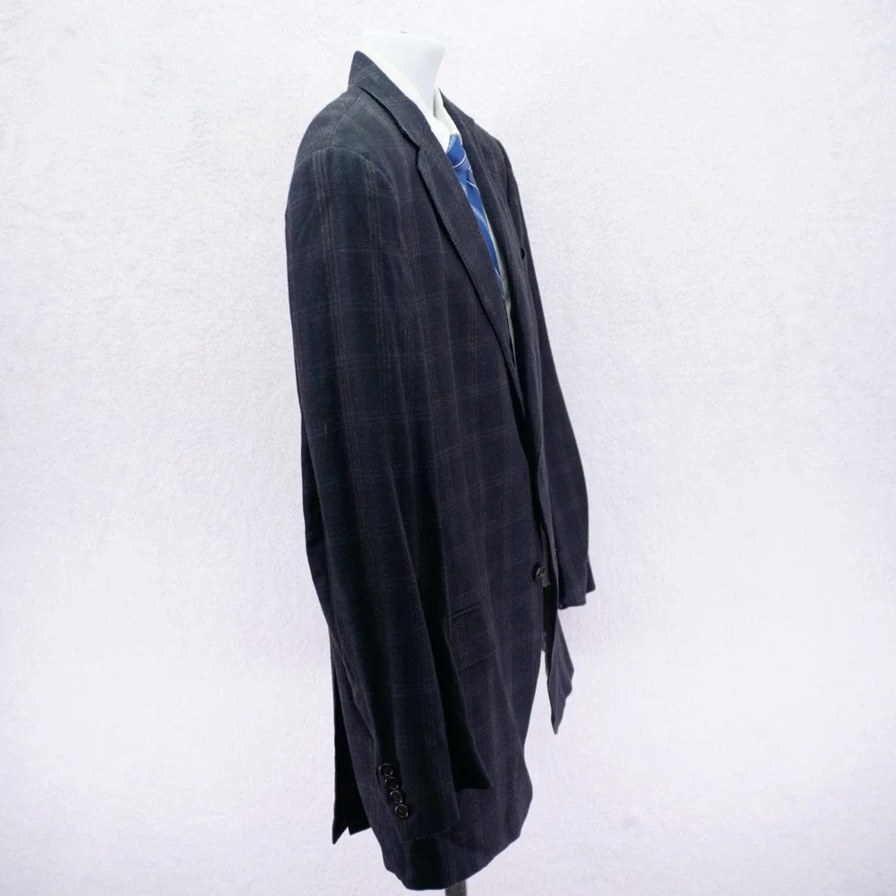 Hart Schaffner Marx Blue / Gray With Tan White Windowpane Wool Sport Coat‎ 42L